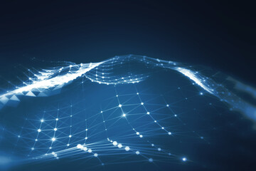 Creative blue digital wave background. Landing page, technology and future concept. 3D Rendering.