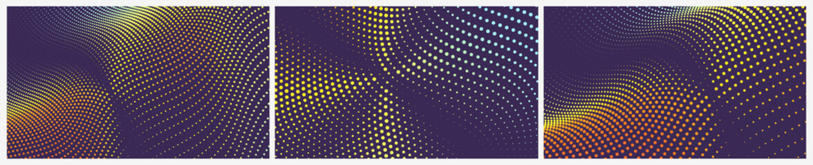 Wavy dotted background. Abstract polka dots pattern. 3d vector illustration with particles.