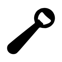 The key-uncorking icon. A bottle opener is a kitchen appliance designed for convenient removal of metal stoppers from bottles. Vector illustration isolated on a white background for design and web.