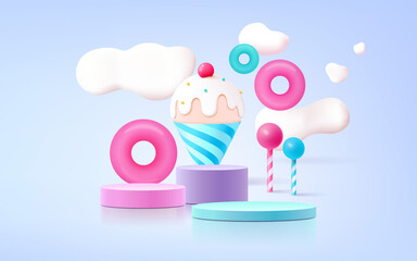 Kids colorful podium product display