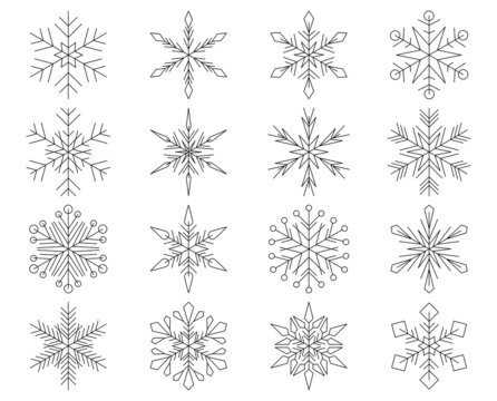 Snowflake set. Winter collection for your design. Snowflake icon, sign, symbol