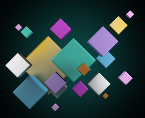 multicolored cubes on a dark background