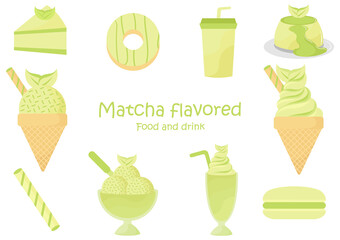 collection matcha flavored food and drink