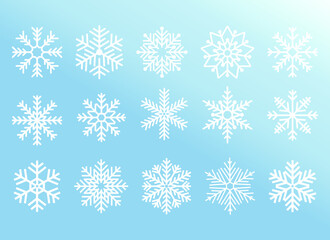 Collection of Snowflakes Flat Vector