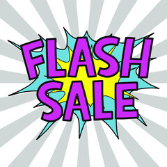 FLASH SALE Promotion Comic Style Sales Badge Emblem Colorful Vector