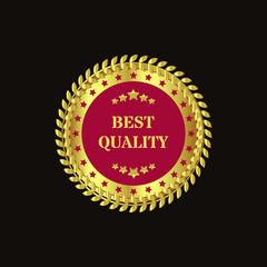 Best Quality Label with Gold and Pink Background Isolated Vector