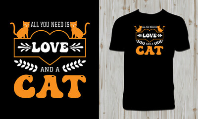 Cat T Shirt Design And Vector Illustration. 