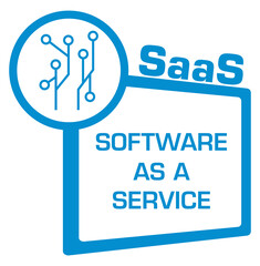 SaaS - Software As A Service Blue Circle Square Symbol 