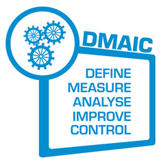 DMAIC - Define Measure Analyse Improve Control Blue Circle Square Symbol  - obrazy, fototapety, plakaty