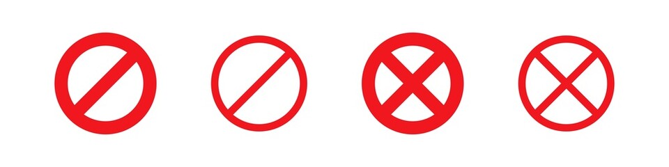 Obraz na płótnie Canvas Prohibition vector sign. Entry prohibited no access, do not enter. Red round ban icon. Illegal circle prohibition symbol isolated set on white background.