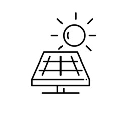 Solar panels for power generation. Green sustainable alternative energy source. Pixel perfect, editable stroke icon