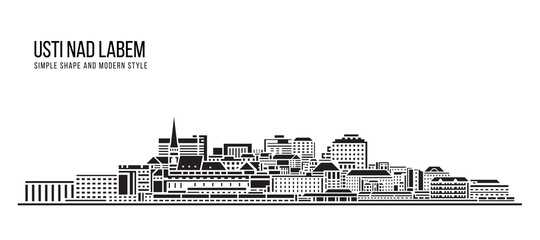 Cityscape Building Abstract Simple shape and modern style art Vector design - Usti Nad Labem city