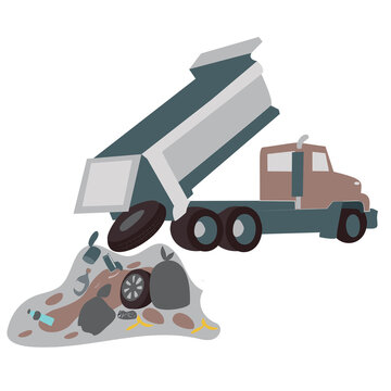 garbage truck unload to dump and pollute environment, let's save the planet