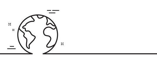 World planet line icon. Web internet sign. Global marketing symbol. Minimal line illustration background. World planet line icon pattern banner. White web template concept. Vector