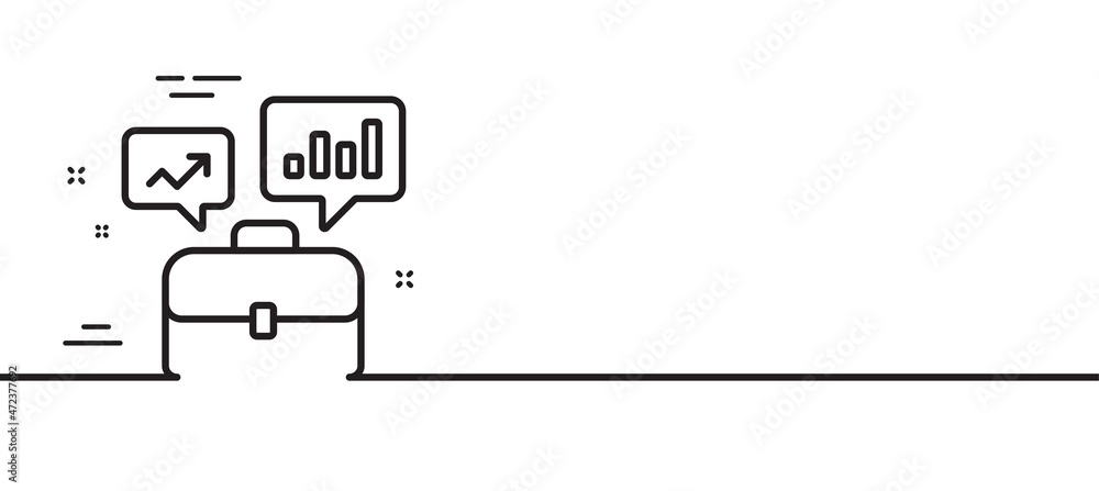 Poster business portfolio with growth charts line icon. job interview sign. minimal line illustration backg