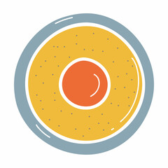 Line Ceramic plate, faience dish, handmade clay dishes. Hand drawn vector illustration in doodle style. Isolated element on a white background