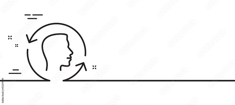 Poster face scanning repeat line icon. face id update sign. head symbol. minimal line illustration backgrou