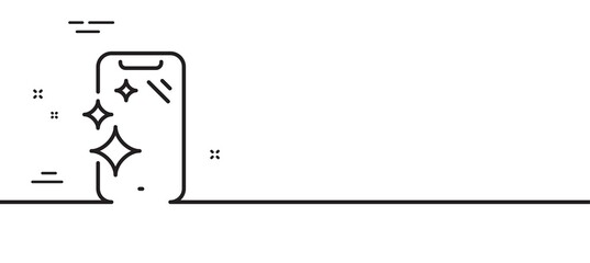 Smartphone clean screen line icon. Phone sign. Mobile device symbol. Minimal line illustration background. Smartphone clean line icon pattern banner. White web template concept. Vector