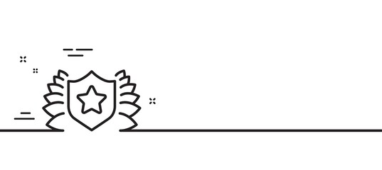 Award shield line icon. Laurel wreath symbol. Laureate sign. Minimal line illustration background. Laureate line icon pattern banner. White web template concept. Vector