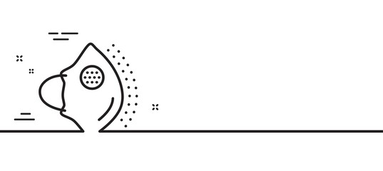 Medical mask N95 line icon. Safety breathing respiratory mask sign. Coronavirus face protection symbol. Minimal line illustration background. Medical mask line icon pattern banner. Vector