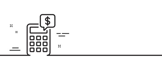 Calculator line icon. Accounting sign. Calculate finance symbol. Minimal line illustration background. Calculator line icon pattern banner. White web template concept. Vector