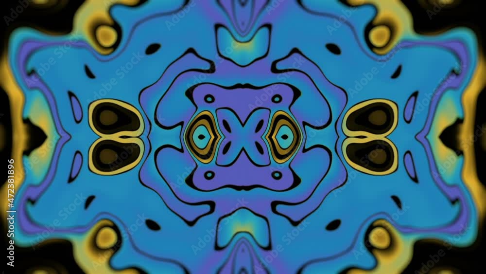 Poster kaleidoscopic flowing waves abstract background. 3d rendering loop animation hd