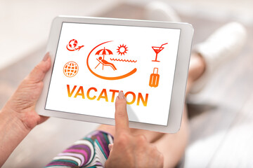 Vacation concept on a tablet