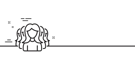 Group of Women line icon. Human communication symbol. Teamwork sign. Minimal line illustration background. Women Group line icon pattern banner. White web template concept. Vector