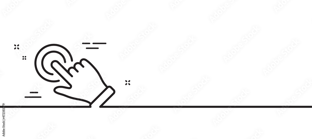 Poster touchscreen gesture line icon. click hand sign. push action symbol. minimal line illustration backgr