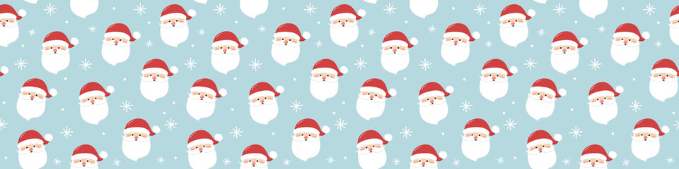 Concept of a seamless pattern with happy Santa Claus. Xmas background. Banner. Vector