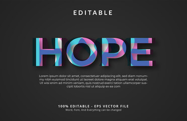 Editable Hope text on inline cut style business poster or fashion design