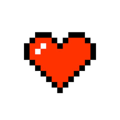Red heart shape pixel art icon isolated on white