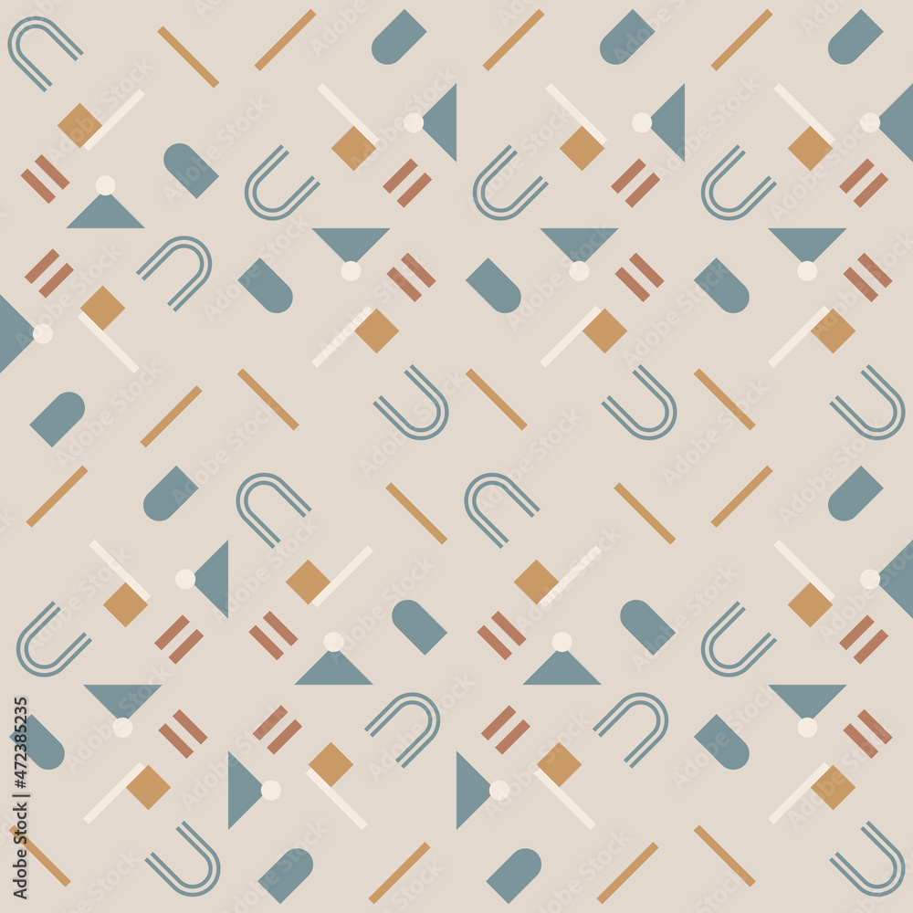 Fototapete modern vector abstract geometric background with circles, rectangles and squares in retro scandinavi