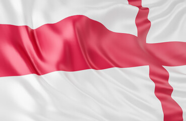Beautiful England Flag Wave Close Up on banner background with copy space.,3d model and illustration.