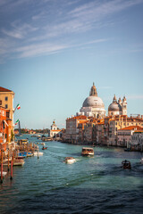 Gran Canale (Grand Canal) and the 'Basilica di Santa Maria della Salute' in Venezia, Veneto, Italy..