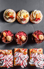 A set of sponge cakes with buttercream.