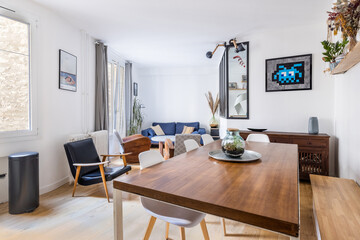 Salon d'un appartement Parisien avec décoration moderne 