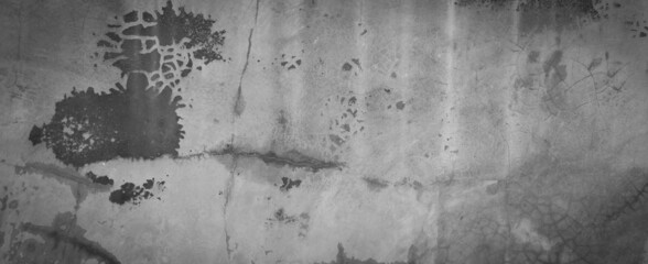 Panorama horizontal dark old cement wall for the background, Texture of a grungy black concrete wall as background.
