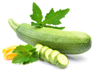 Fresh zucchini on a white background