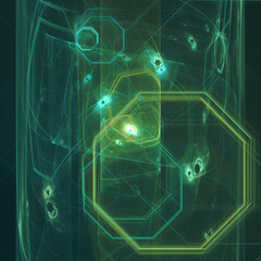 Abstract fractal art background, perhaps suggestive of a blueprint or  x-ray scan of baggage.