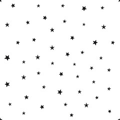 Star doodles pattern. Seamless background with stars. Hand drawn illustration.