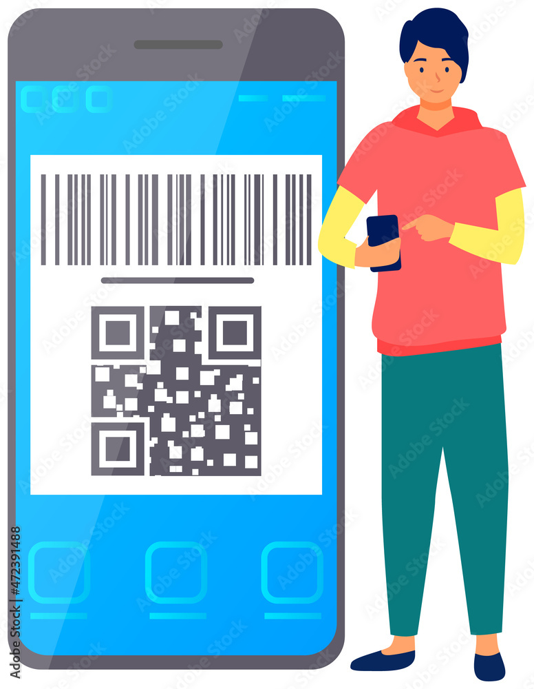 Poster young man surfing internet and communicating by phone. person spends time with smartphone on white b