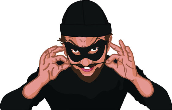 A vector illustration of a crook or thief