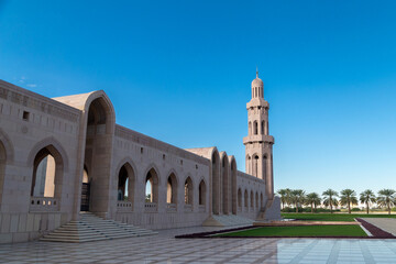Fototapeta na wymiar The minaret of the Grand Mosque in Muscat