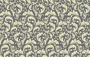 Flower pattern. Seamless gray ornament. Graphic vector background. Ornament for fabric, wallpaper, packaging