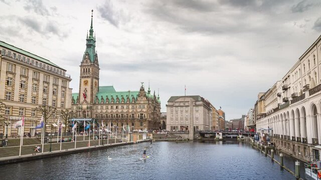 Hamburg Town with church Timelapse 