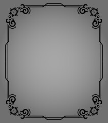 Decorative frame Elegant vector element for design in Eastern style, place for text. Floral black and gray border. Lace illustration for invitations and greeting cards