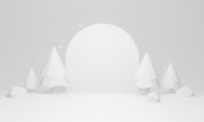 3D white low polygon Christmas background.