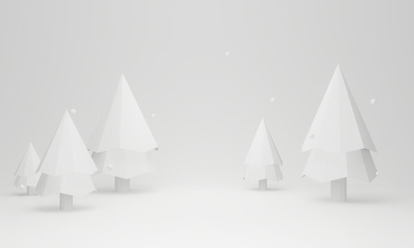 3D white low polygon Christmas background.