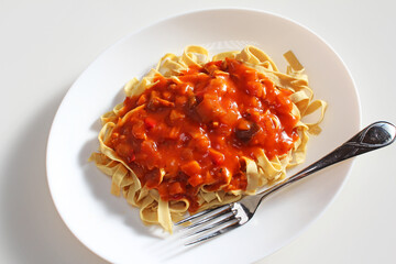 低糖質食品　豆腐皮のトマトソースパスタ風（ソイトマトソースパスタ）